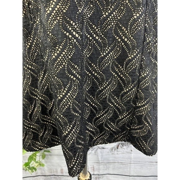 Ashley Stewart Blouse Plus 18 20 Black Gold Mesh Cocktail Evening Wedding Slim - Picture 5 of 11